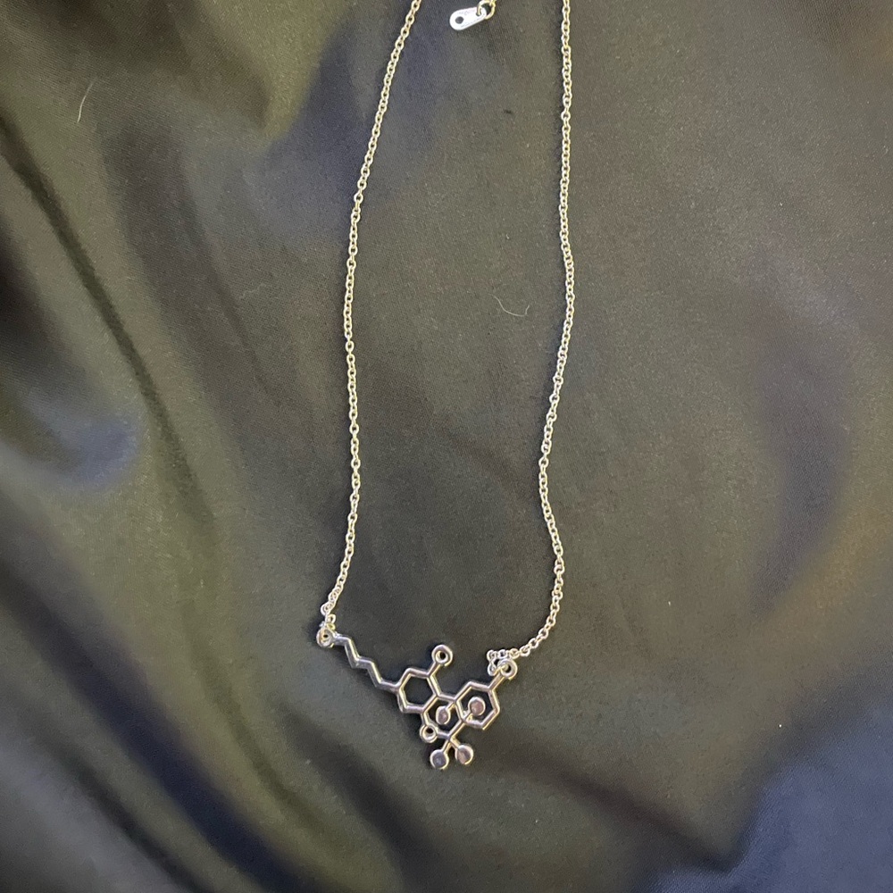 THC Chemical Symbol Necklace Silver
